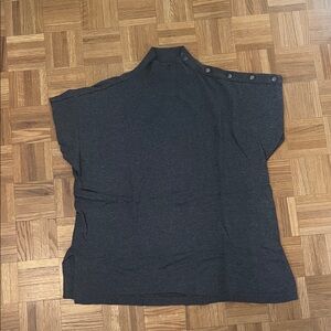 Vince Camuto Dark Gray Button-Shoulder Blouse